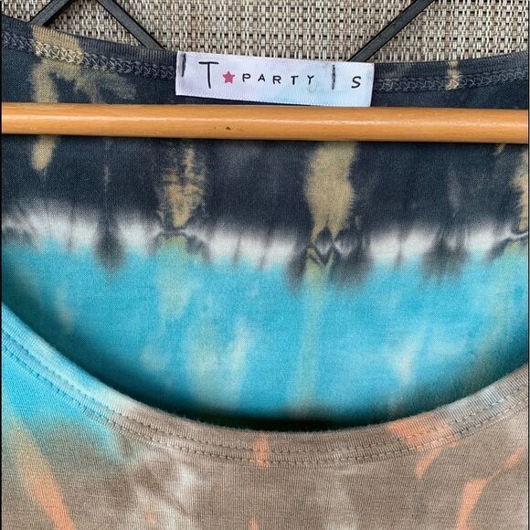 T Party Tie Dye Ruffle Long Sleeved Loose Small - Picture 2 of 3